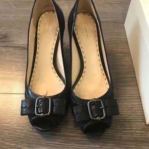 Coach Andi black signature wedge heel